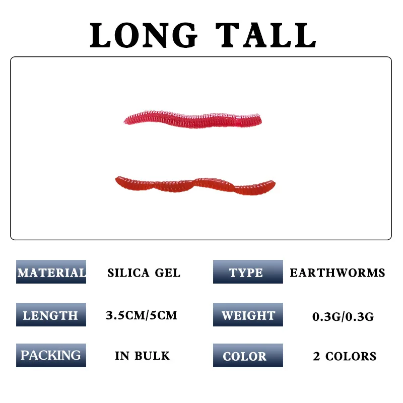 Luya bait simulation soft bait earthworm false red worm 4 sections red worm bait 3.5 cm