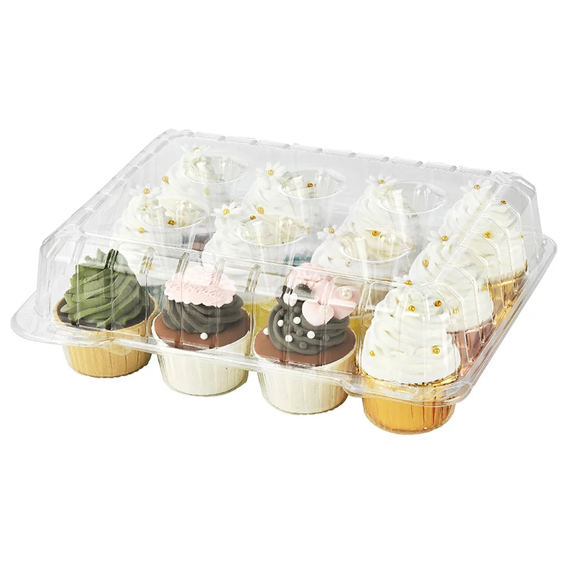 transparent cupcake box pet 6t 12t 24t clear plastic clear cupcake boxes mini cup cake containers with dome