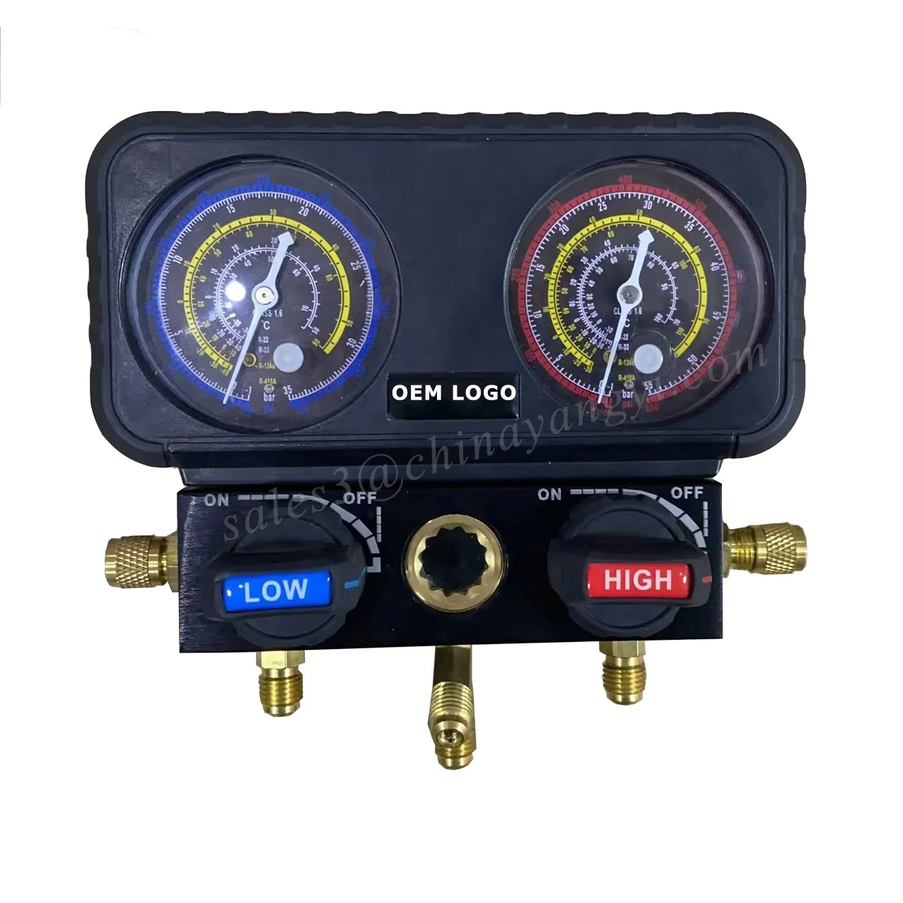 HVAC Ball Valve 2 Way Manifold Gauge Set Pressure Manometer for Refrigeration Air Conditioning Tools R410A R22 R32 800-4000PSI