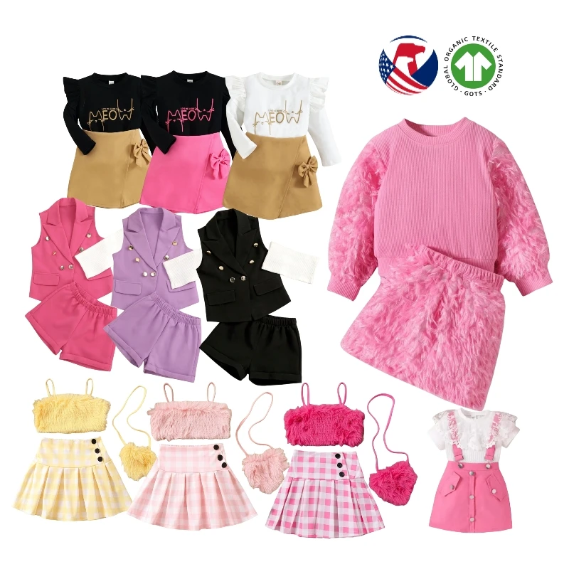 Summer autumn clothes set baby girls halter t shirt pants 2pcs outfit fashion girls hot sell clothes