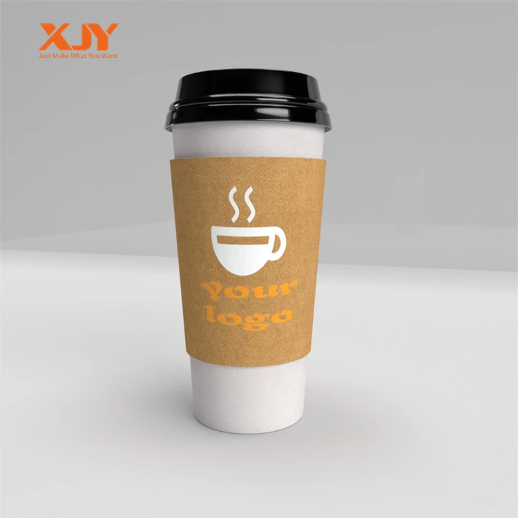 XJY экологически чистые переработанные бумажные картонные нарукавники для стаканчиков 8 унций одноразовые гофрированные кофейных чашек