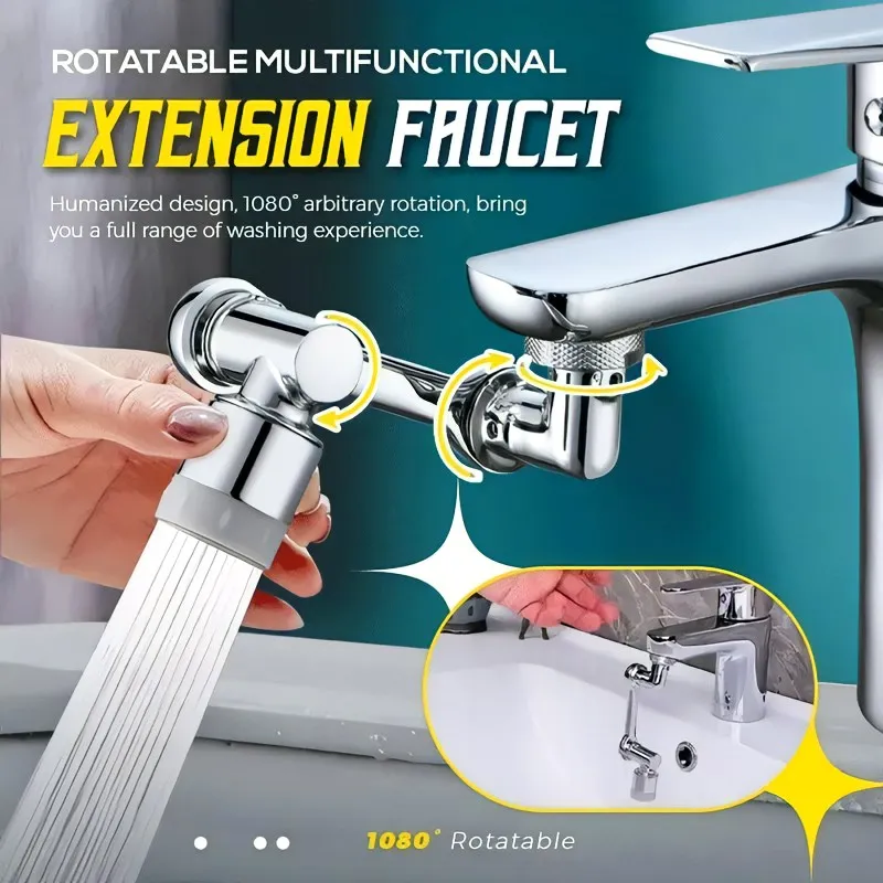 Extender Faucet Aerator Plastic Splash Filter Kitchen Washbasin Faucets Bubbler Nozzle Robotic Arm Universal 1080 Rotation tap