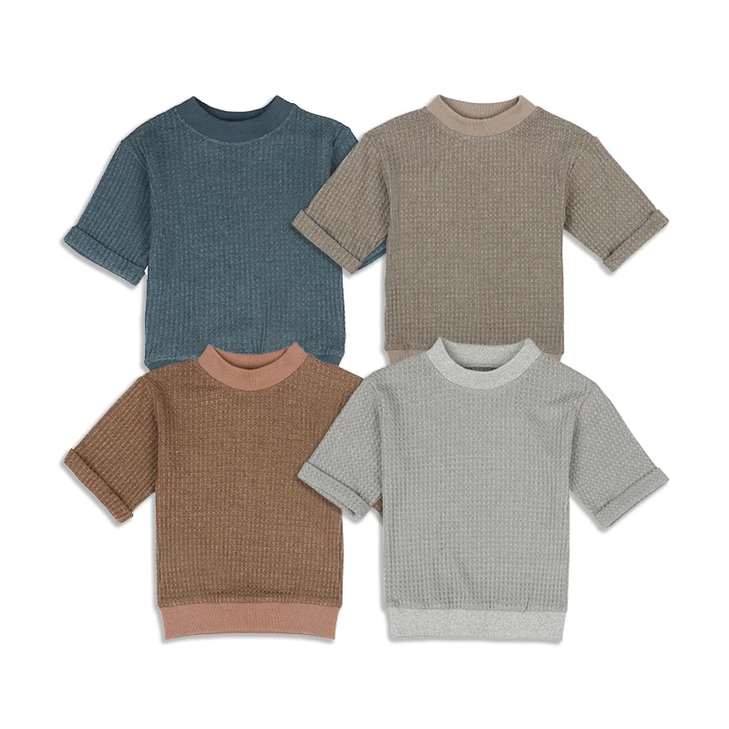 2022  Kids woven Tops T Shirts for Boys Girls Cute Polyester T Shirts Baby Toddler Children Tops Tees Clothes