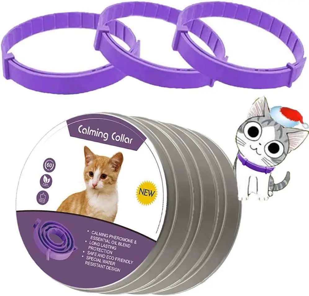 3Pk  Adjustable Reduce Pet Anxiety Calming Collar for Cats and Dogs