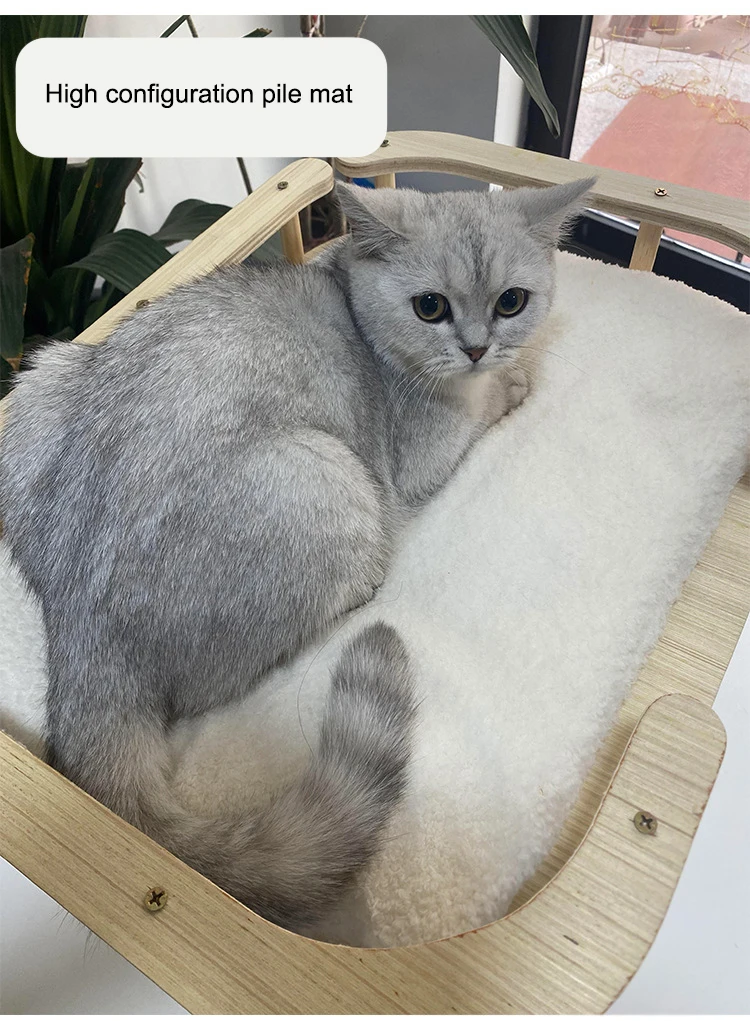 Pet cat products stable structure wooden snail-shaped rocking chair luxury cat bed house