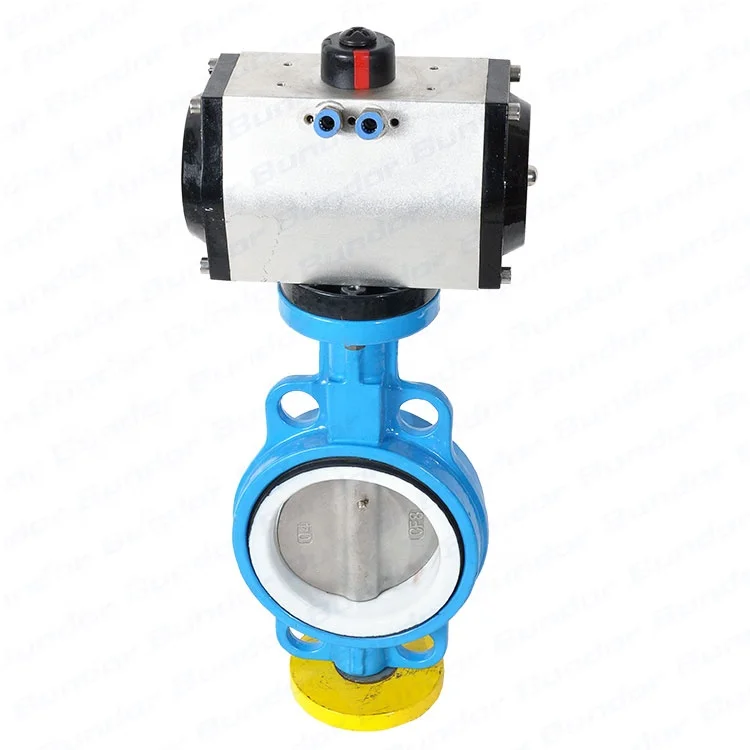 Bundor 4 Inch Pneumatic Butterfly Valve Wafer Type Butterfly Valve