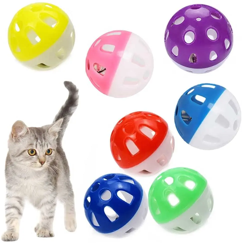 1Pcs 4CM Cat Toy Ball with Bell, Pet Toy Cat Bell Ball Cat Toy with Bell Cat Jingle Balls for Cats Kitten, Random Color