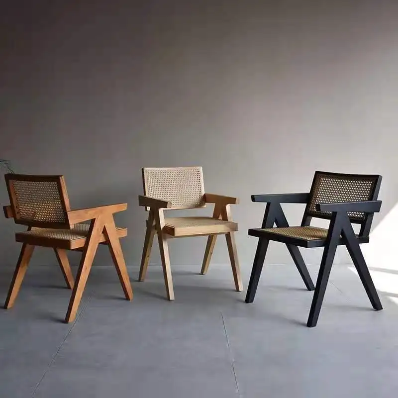 Modern Wooden Dining Room Chair Restaurant Rattan Furniture Minimalist Style Chair
