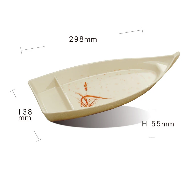 Variety Color Dishes Ship Type Food Plates Stackable Melamine Boat Sushi Tray Container