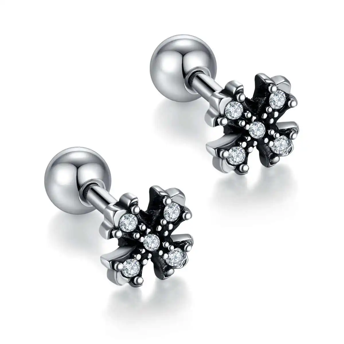 Gift For Her stainless steel earrings men flower stud unisex Wear jewelry Birthday Gift