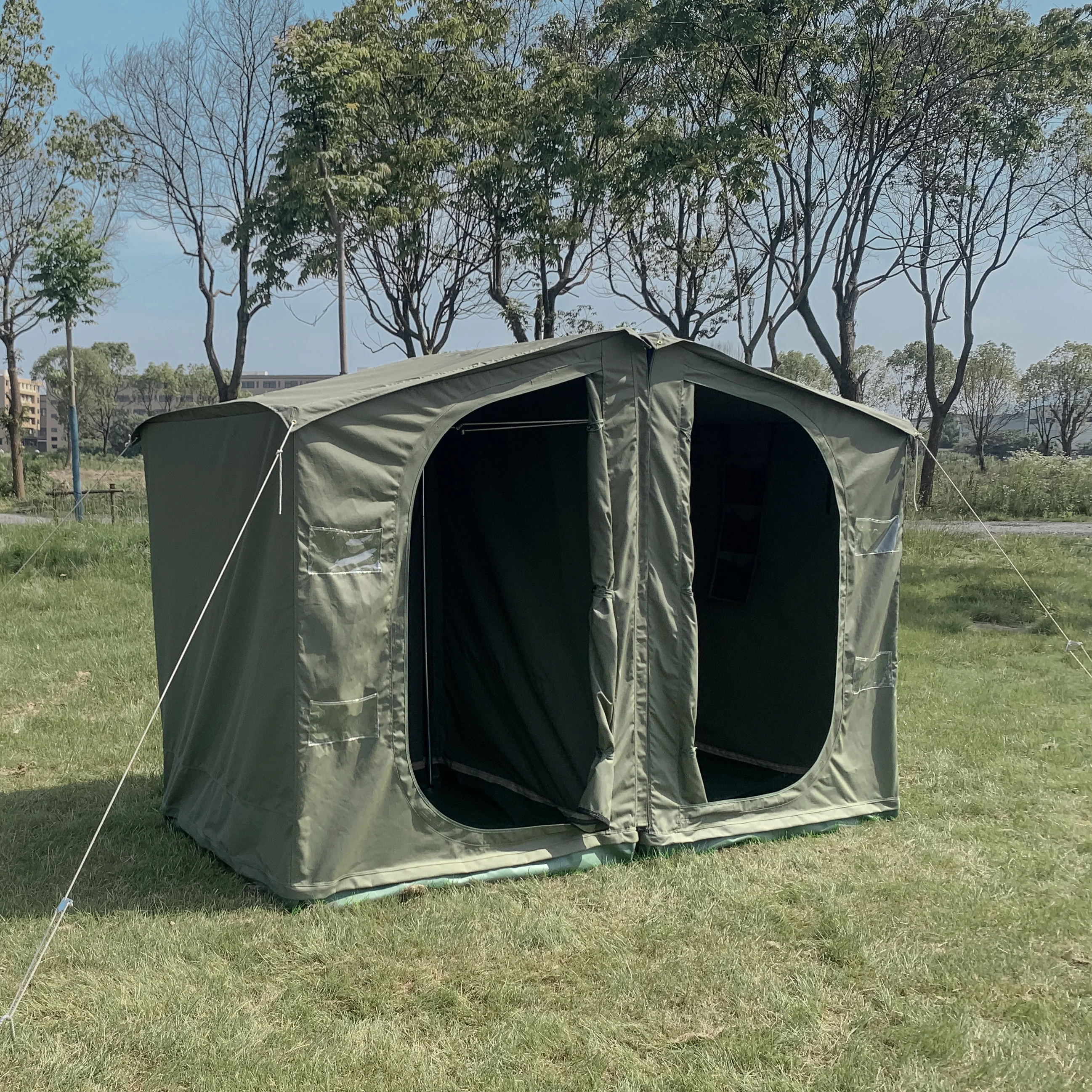 Portable 340gsm plaid outdoor toilet tent camping shower double camping shower toilet tent