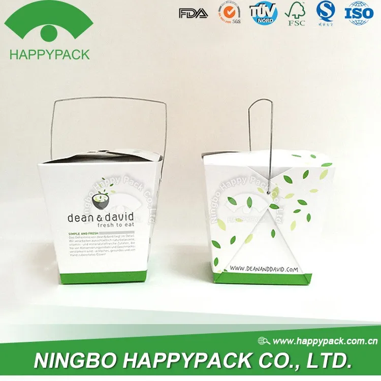 4oz 8oz 10oz 12oz 16oz custom printedcolour logo paper square food noodle boxes with handle