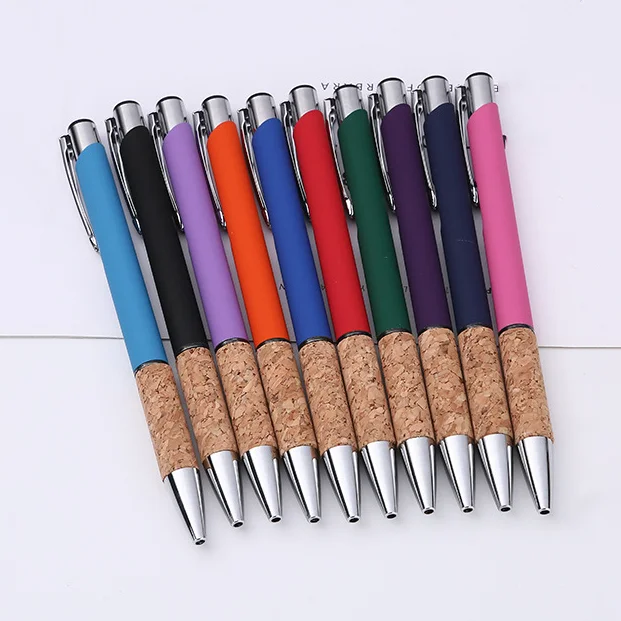 High Quality Aluminum Metal Pen Promotion Gift Cork Grip Pen Logo Custom
