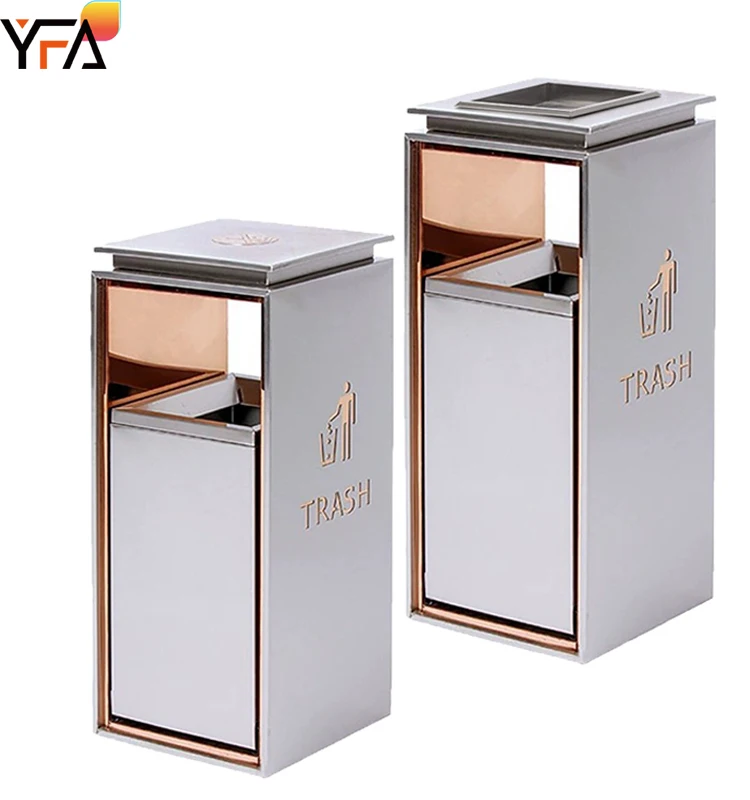 Large hotel lobby stainless steel trash can,2 compartment classification Storage buckets,with slide rail,galvanized inner barrel