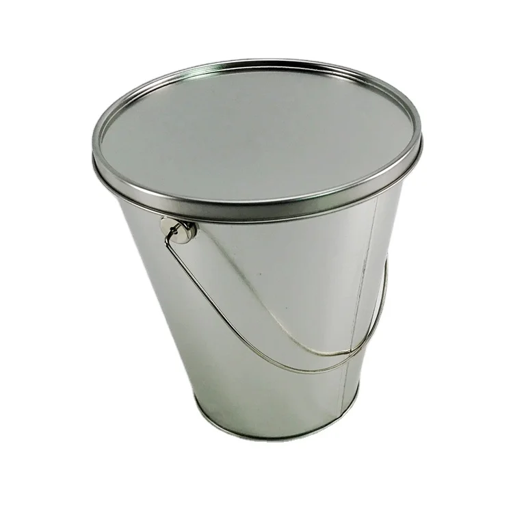 Серебряная упаковка для хранения еды, металлические жестяные ведра для печенья, банки для попкорна с ручкой