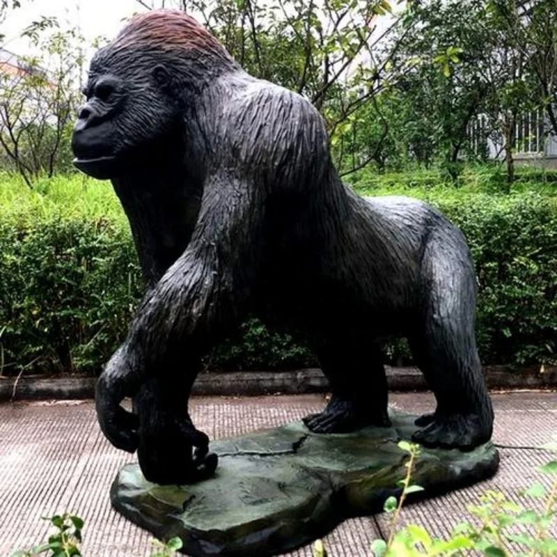 Customized Design Realistic Resin Fiberglass Sculpture Animal Gorrila Statue Fiberglass Material Artificial Outdoor Decoration