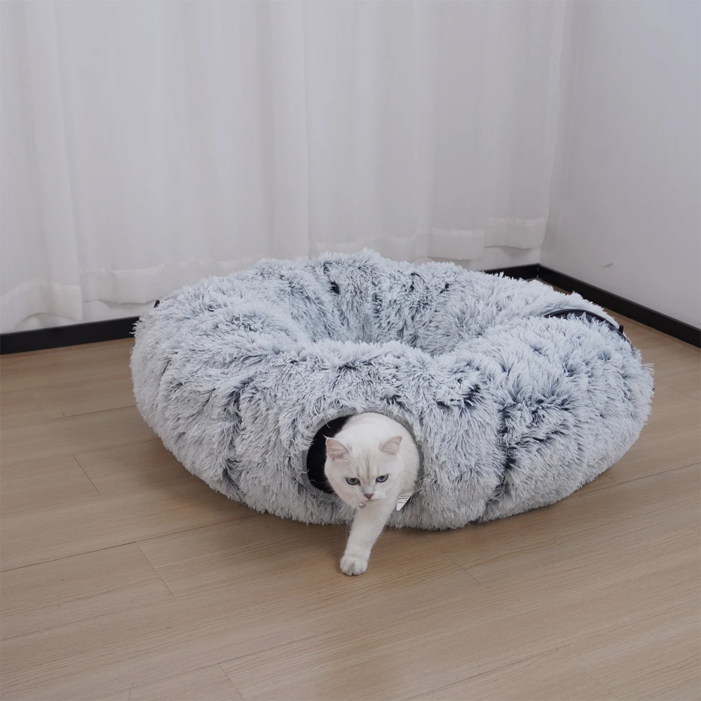 Manufacturer wholesale plush foldable collapsible cat tunnel