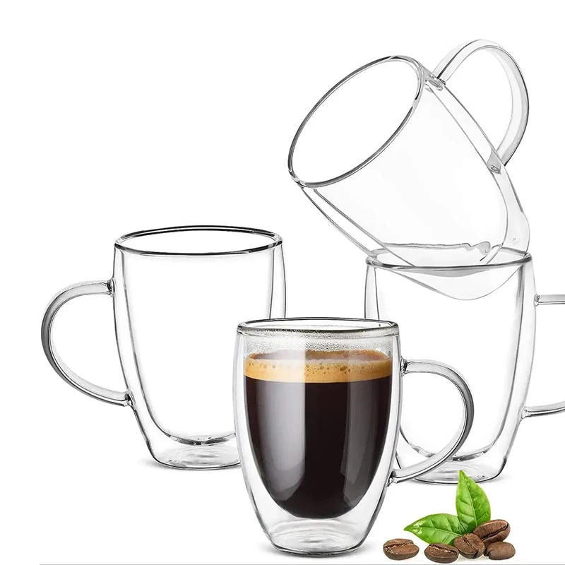 Double-layer anti-scald heat-resistant glass high borosilicate water cup milk juice cup