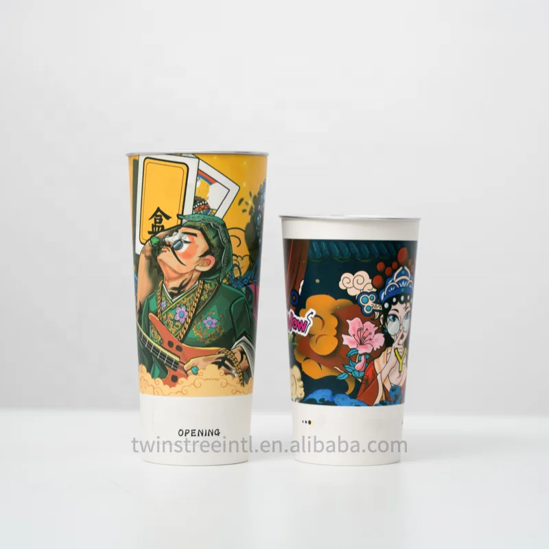 custom logo recycle disposable aluminum foil pop can paper coffee cup takeout packing box with Easy Open lid  for hot drinks