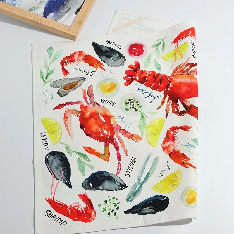 HOSHOM Custom Design Fruit Floral Eco-friendly Kitchen Swedish Dishcloth Biodegradable Cellulose Sponge Cloths With Print