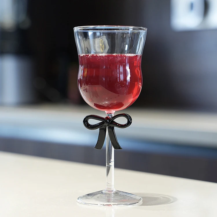High Borosilicate Bow Champagne Glass Goblets Decorated Colored Bow Knot Wine Glass Cocktail Cup for Wedding Party