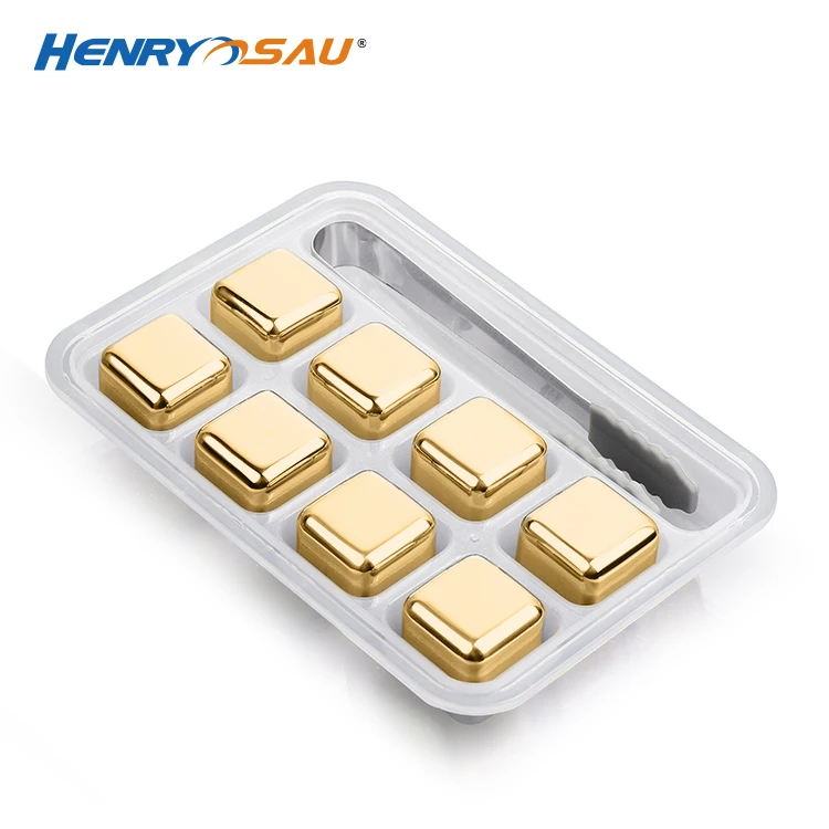 Customizable Wine Cooling Frozen Stones Lfgb 304 Stainless Steel Ice Cube Germany For Whiskey Set