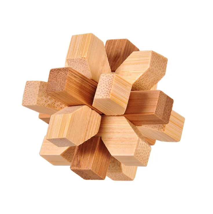3D Interlocking IQ Brain Teaser Kongming Lock Wooden Jigsaw Puzzle