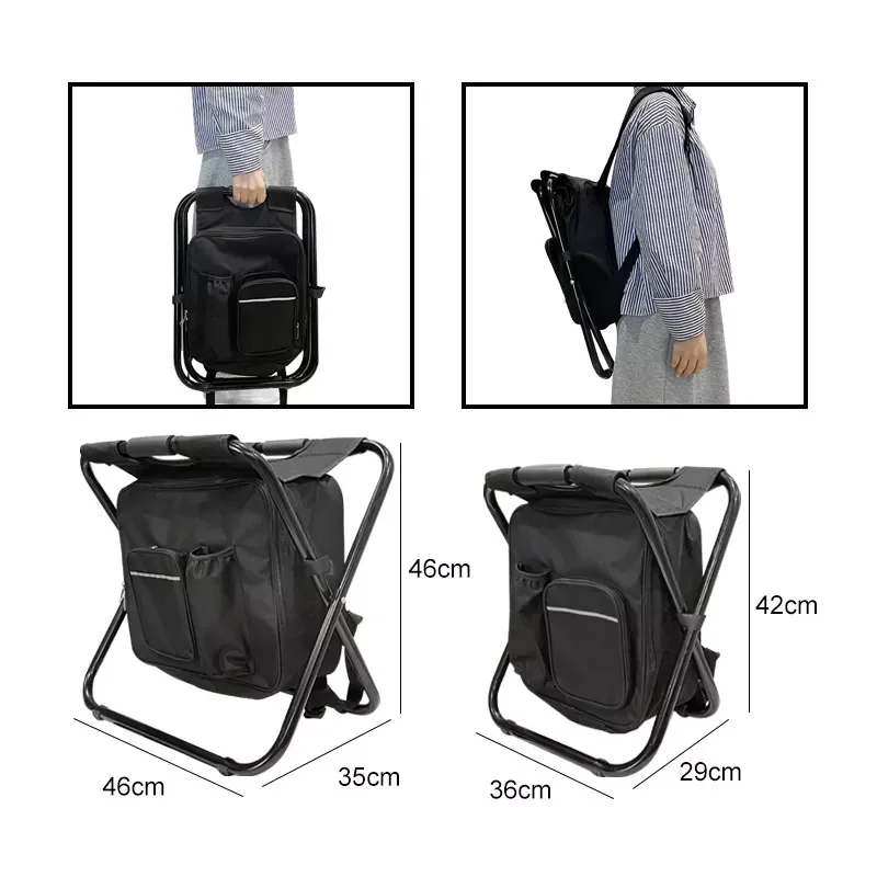 Folding Camping Chair Outdoor Fishing Beach Backpack Stool beach chair with Cooler  Bag  Picnic Chair