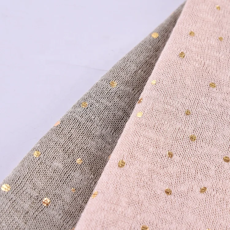 Soft Rayon Polyester Viscose Heating Foil Print Knit Hacci Fleece Fabric for