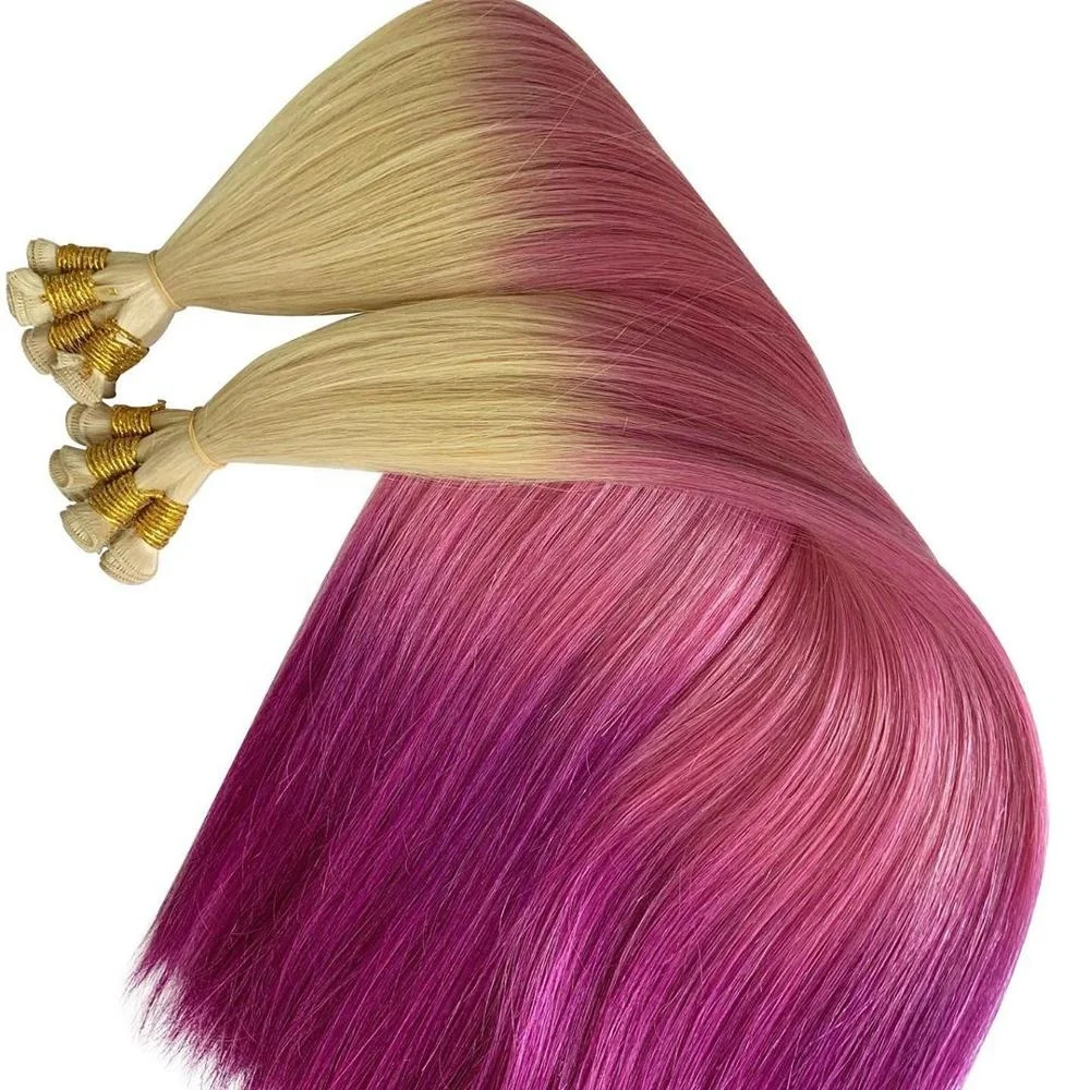 Натуральные натуральные волосы три цвета с двойными ручными завязками 100% для наращивания русские пряди