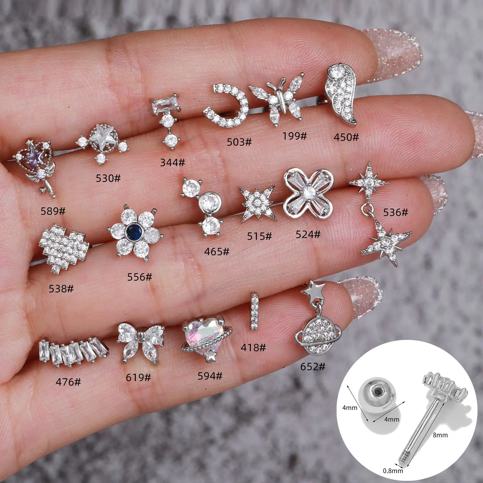 2023 New Fashion Women 18K Gold Plated Brass Needle Piercing Earrings Zircon Flower Ear Studs Female Niche Design Ear Bone Stud