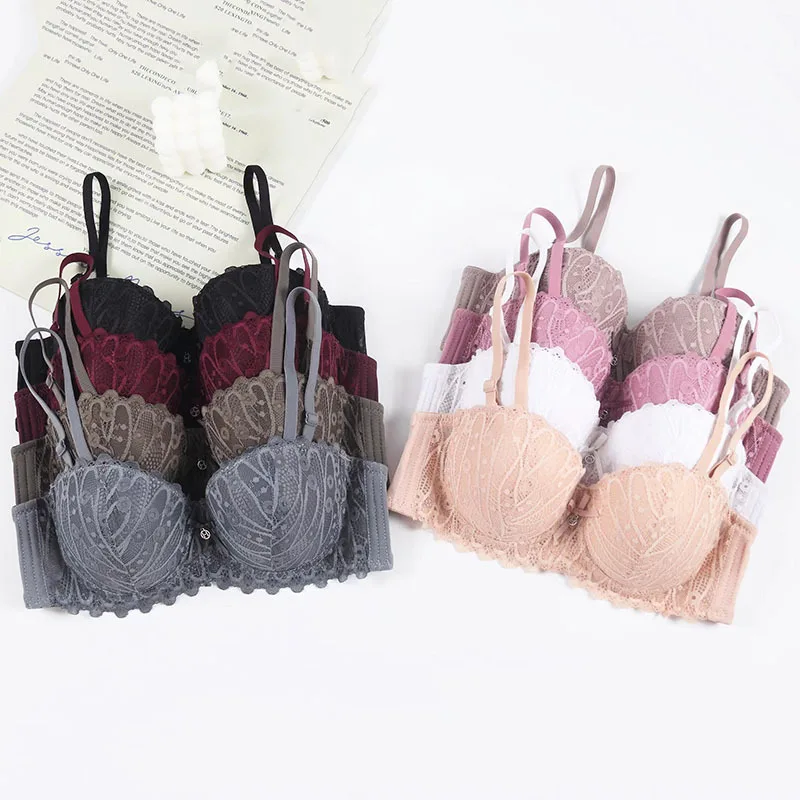 Sexy lace underwear women with small breasts gathered together thin adjustable comfortable breathable bra