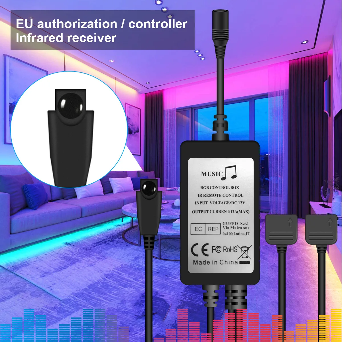 
10 m American Standard 5050 300 light +44 key controller + 5A adapter music lights led bar rgb led strip 