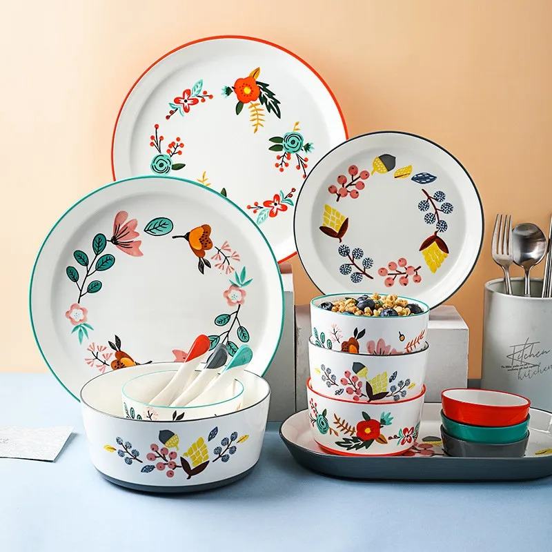 Hand-painted plate dish set noodle bowl plate dinnerware Set