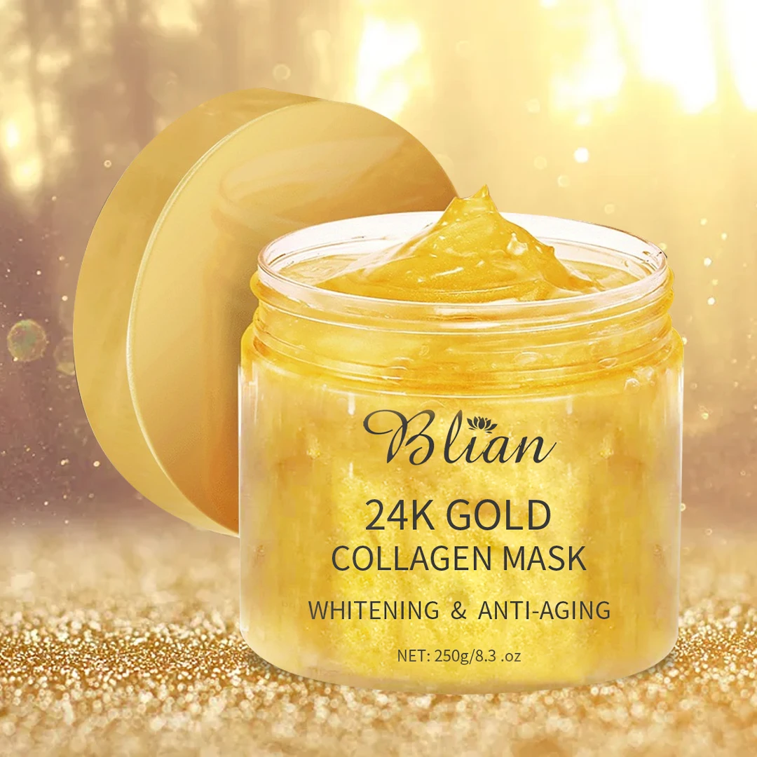 Private Label 24k Gold Collagen Facial Mask Anti-wrinkle Skin Care Whitening Eye Patch Moisturizing Gold Face Mask