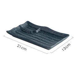 Appetizer Plates Party Sushi Entertaining Guests Porcelain Water Wave Relief Texture 7.5' Ceramic Platters Rectangle Plates