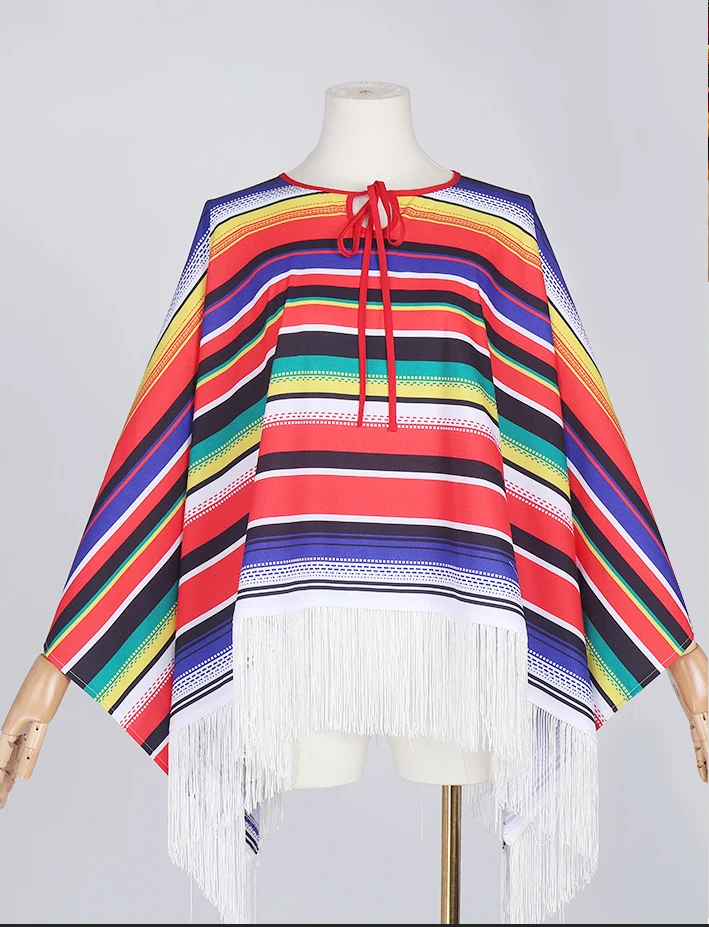Мексиканский костюм пончо Serape Cinco De Mayo Mexican Fiesta и шляпы