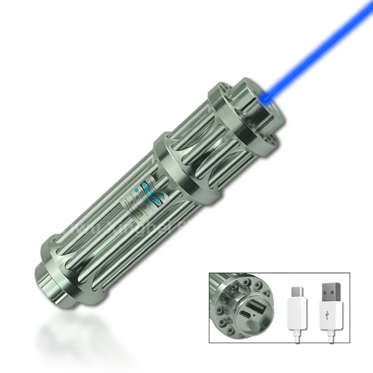 The most powerful USB rechargeable blue laser torch 450nm focusable laser pointer flashlight burning match candle lighter