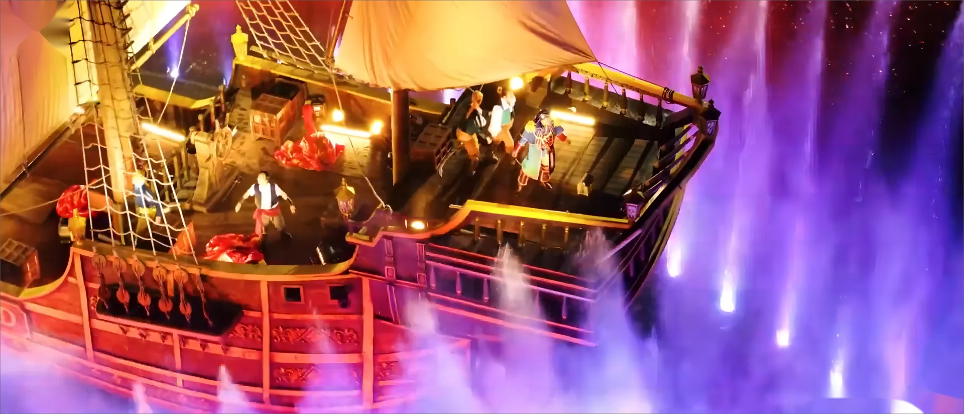 Vietnam boat fountain with water movie screen