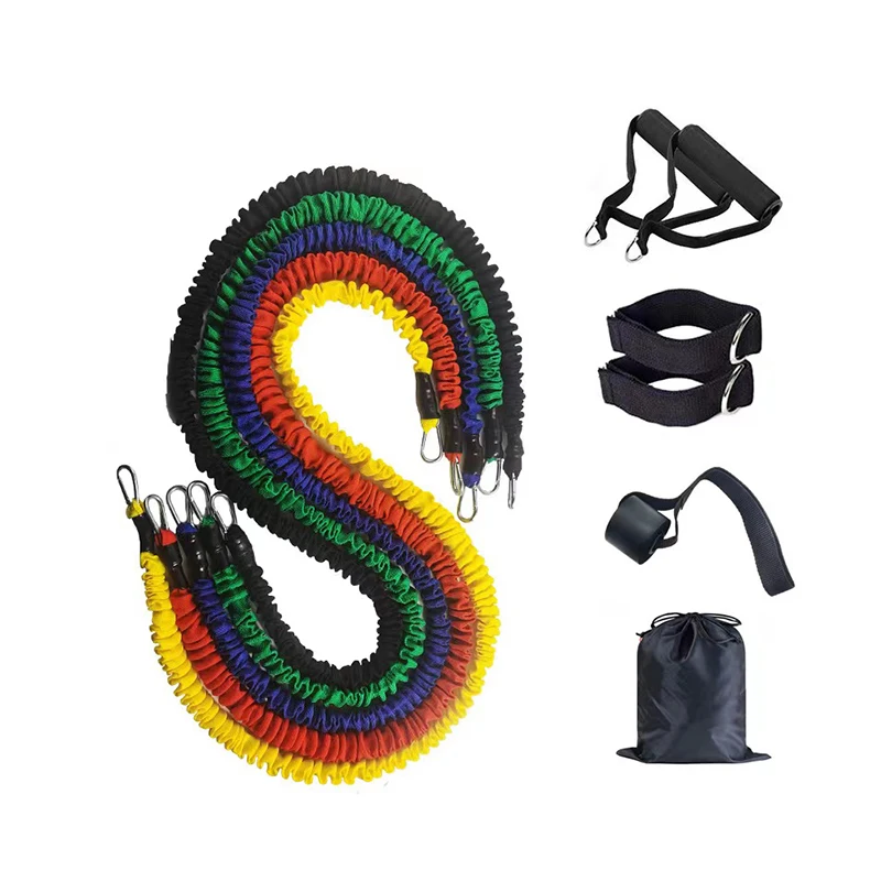 hot sell resistance band set 11pcs Exercise Bands Stretch With Extra Nylon Sleeve Double Durability and Protection