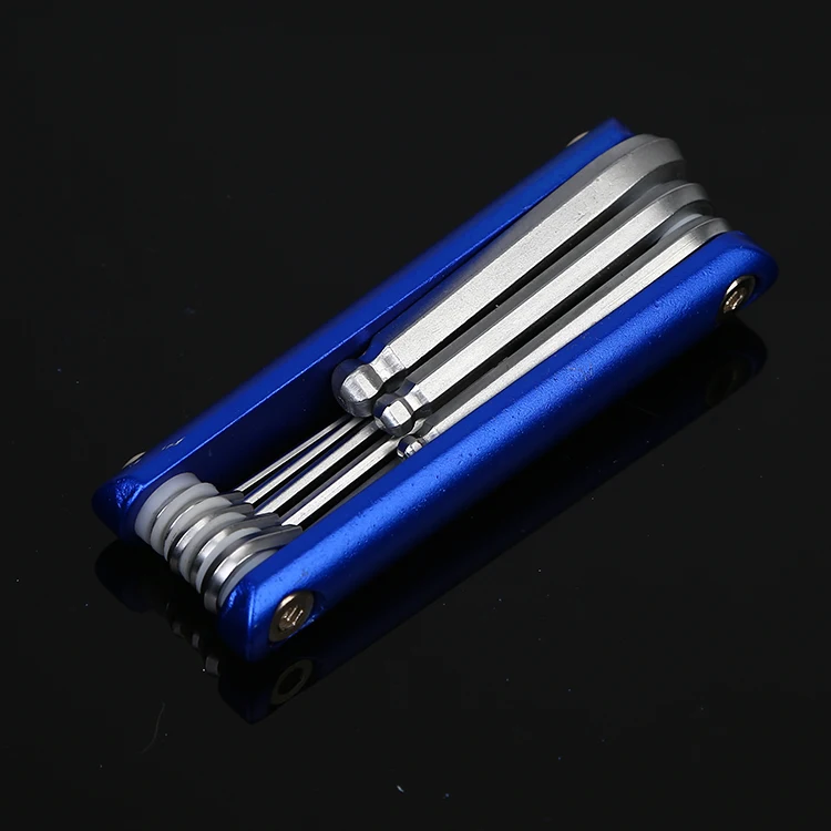 8pcs  ball end Folding Metric/mm Hex Socket Driver Allen wrench,custom allen wrench Aluminum alloy handle