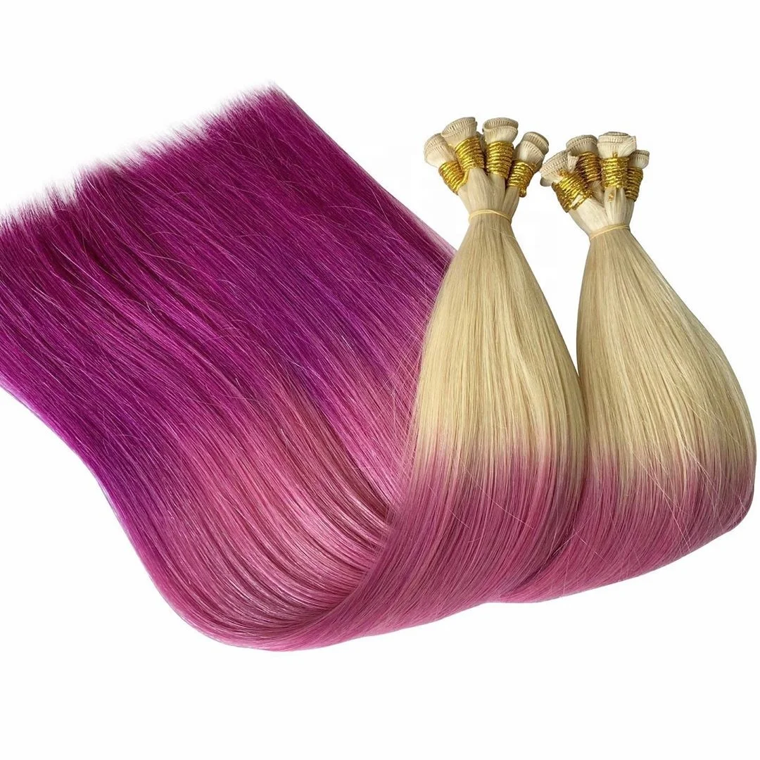 Натуральные натуральные волосы три цвета с двойными ручными завязками 100% для наращивания русские пряди