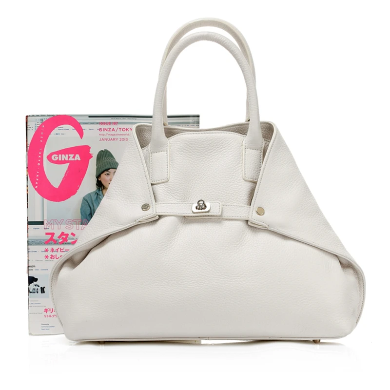 Wholesales Factory Direct Designer Genuine Leather Lock Design Tote Bag Handbag for Women