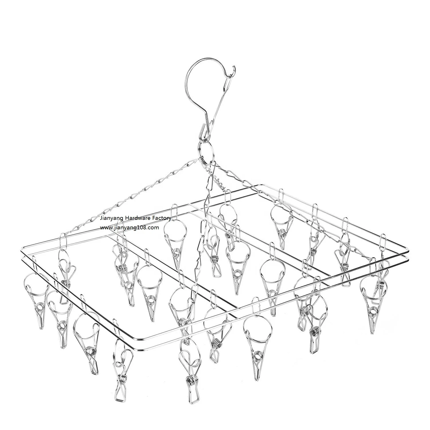 316 Stainless Steel 4.0mm Square clothes Sock hanger and Drying Rack With 34 Pegs Hanger sock and underwear hanger