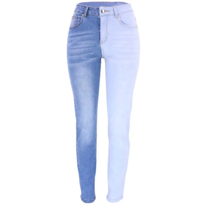 Hot Selling High Waist Slim Straight Fit Two-Tone Jeans Casual Denim For Women Casual