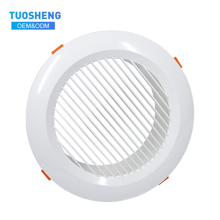 Factory Supply ABS Plastic White Round Air Conditioner Vents Exhaust Adjustable Vent Grille Ceiling Duct