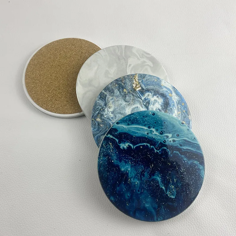 Custom Sublimation Colorful Sky  Ceramic Round Coaster Cork Base Coasters