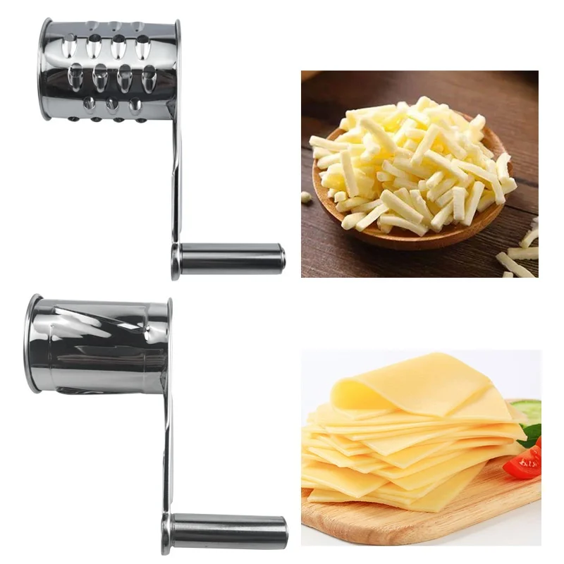 Hand-Cranked Rotary Cheese Grater 430 Stainless Steel Kitchen Gadget Manual Cheese Nut Grater