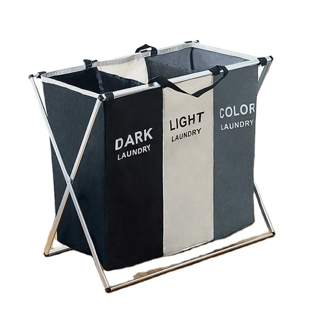X-shape Collapsible Dirty Clothes Laundry Basket 2/3 section Foldable Organizer Dorm Laundry Hamper Sorter Washing Laundry Bag
