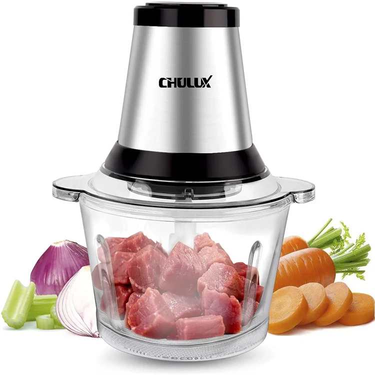 CHULUX Universal Chopper Powerful  Electric Food Processor Chopper With 2l Glass Bowl Meat Grinder